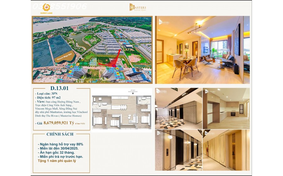 Cần Bán Căn Góc Đặt Biệt 3PN Masteri Central Point Trực Diện View Sông, Biển Hồ